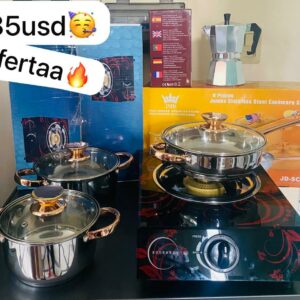 SET de Calderos, Cafetera y Fogón de Gas