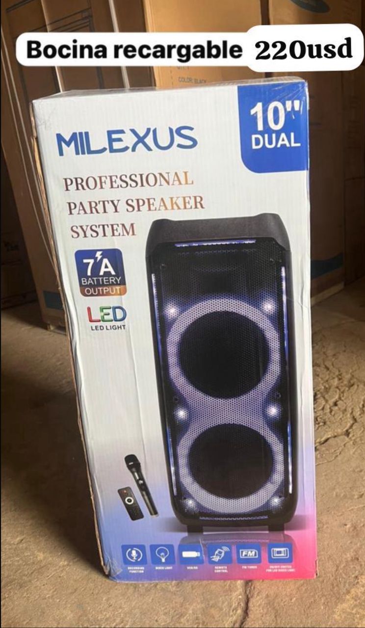 Bocina Recargable Milexus de 10" Dual