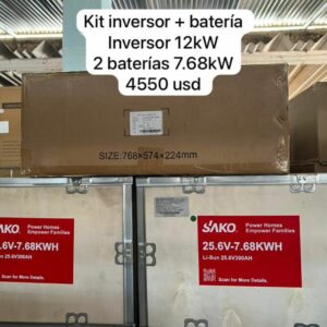 Kit Inversor 12KW + 2 Baterías SAKO 7.68kWh