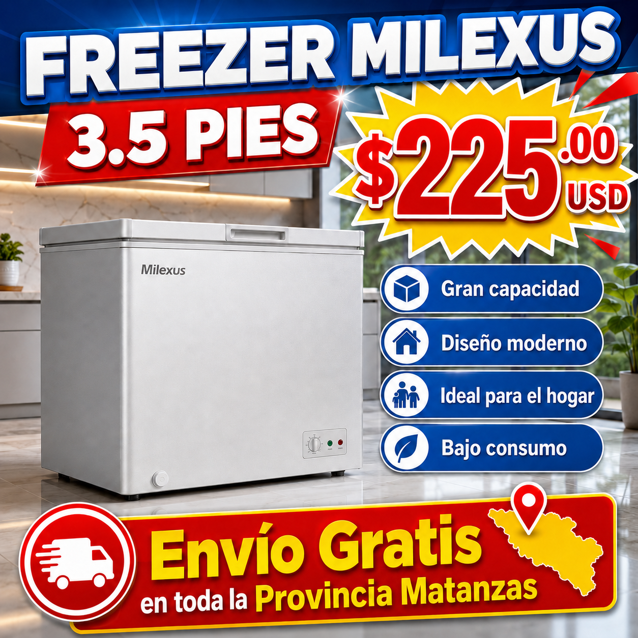Freezer 3.5 pies Milexus