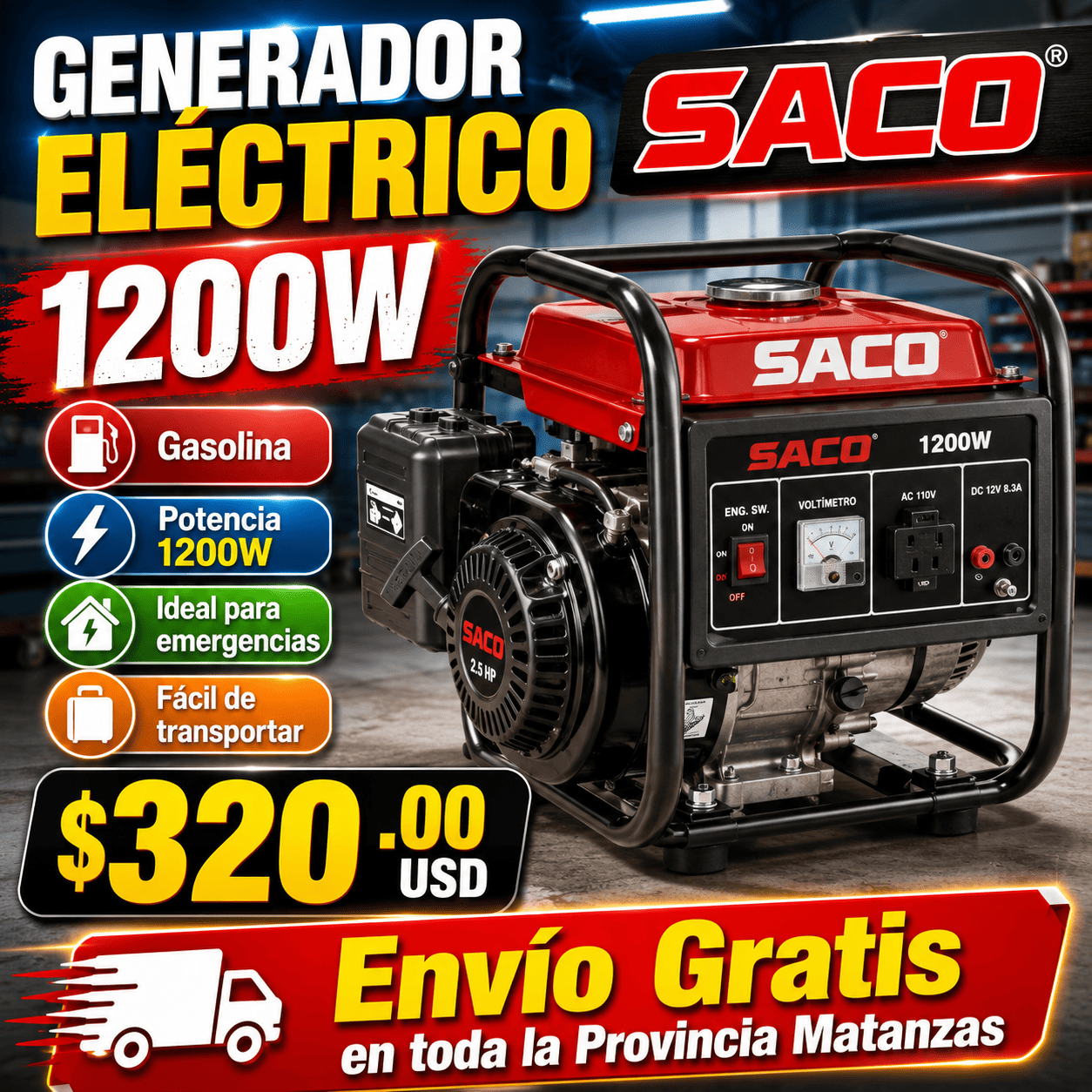 Generador Eléctrico 1200W