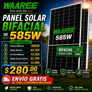 Panel Solar Bifacial Waaree de 585W