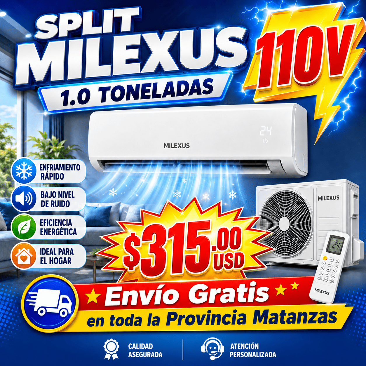 Split Milexus de 1 Tonelada 110V